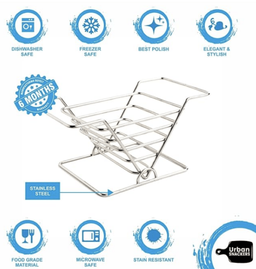 Urban Snackers French Fry Basket Serving Stainless Steel Snack Platter for Dining Table 19 Cm Home, Hotel, Restaurant - Image 2